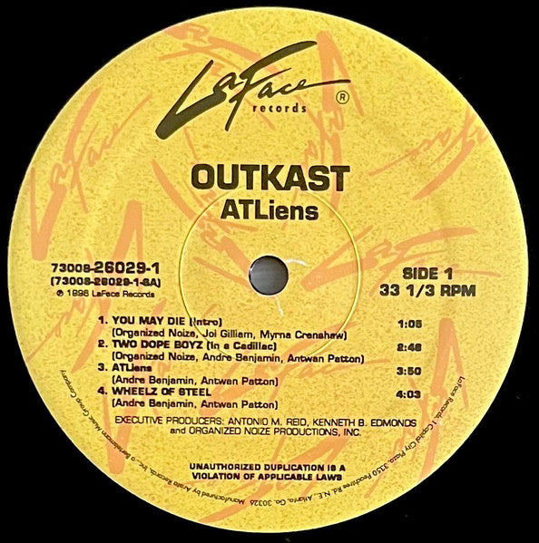 Image of Label Cover of 2xLP - VG/VG - OUTKAST, ATLiens (LaFace; 26029-1, US 1996), ,  - 3726323E
