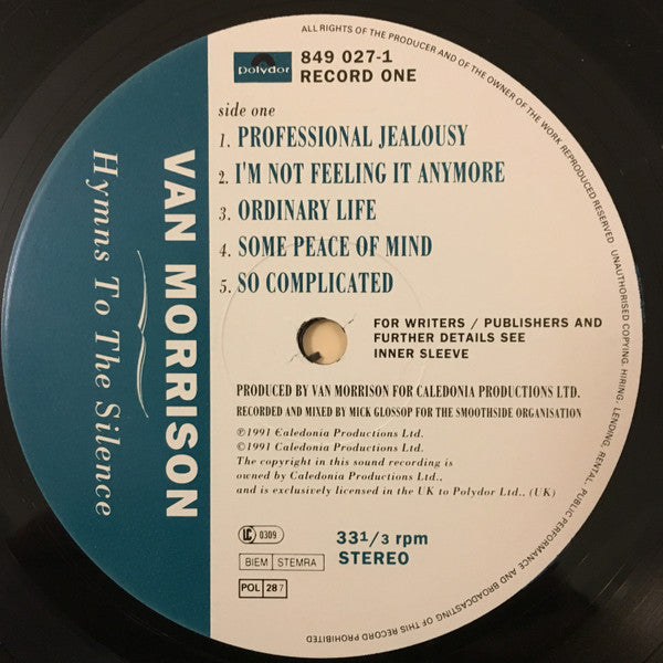 Image of Label Cover of 3014514C: 2xLP - VAN MORRISON, Hymns to the Silence (Polydor; 849026, UK 1991, Gatefold, 2 Inners) Strong G+, A few marks and hairlines, Sleeve has light ring wear and peeling inside the gatefold  G+/G+