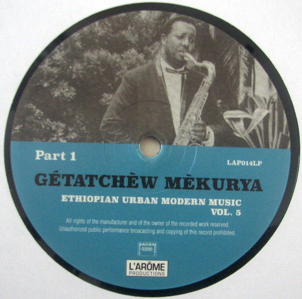 Image of Label Cover of LP - VG+/VG+ - GETATCHEW MEKURYA, Ethiopian Urban Modern Music Vol. 5 (L'Arome; LAP014LP, France 2011 Reissue), Light ringwear at top of sleeve front.,  - 4126207E