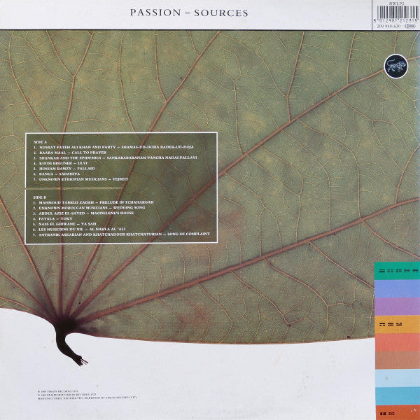 Image of Back Cover of LP - VG/VG - VARIOUS, Passion - Sources (Real World; RWLP2, UK 1989, Inner), ,  - 2516374C