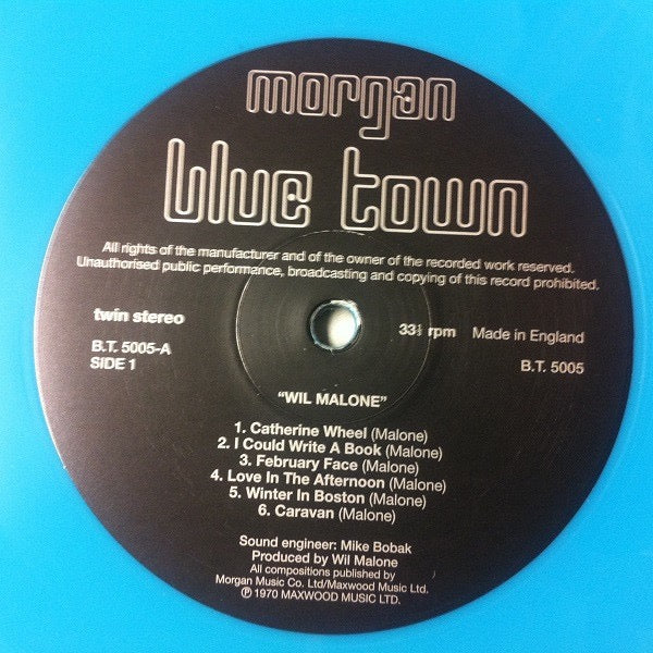 Image of Label Cover of 3815315C: LP - WIL MALONE, Wil Malone (Morgan Blue Town; B.T. 5005, UK 2000s Reissue, Blue Vinyl) Strong VG  VG+/VG