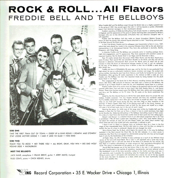 Image of Back Cover of 1325423E: LP - FREDDIE BELL AND THE BELLBOYS, Rock And Roll...All Flavors (Wing Black and White Label; MG 20289, US 1970s Reissue)   VG+/VG
