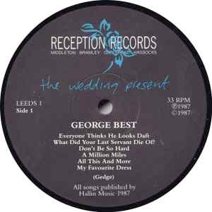 Image of Label Cover of 5144308S: LP - THE WEDDING PRESENT, George Best (Reception; LEEDS 1, UK 1987, Inner, No Carrier Bag, "TOWN HOUSE DMM" Runouts)   VG+/VG+