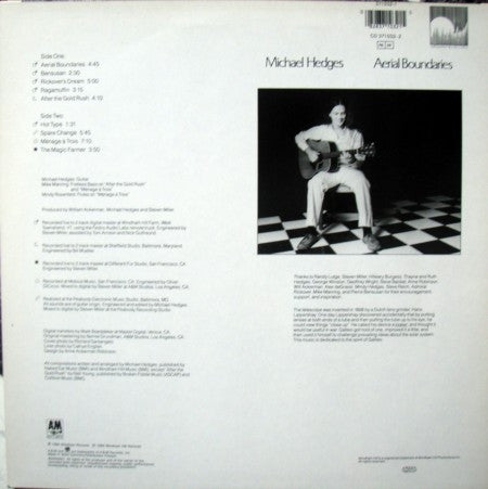 Image of Back Cover of LP - EX/VG+ - MICHAEL HEDGES, Aerial Boundaries (A & M; 371 032-1, Germany 1984), ,  - 3926126E