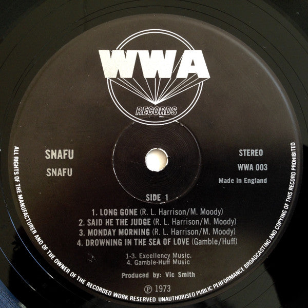 Image of Label Cover of LP - VG/VG+ - SNAFU, SNAFU (WWA; WWA003, UK 1973, Gatefold), Edge wear,  - 4226273E