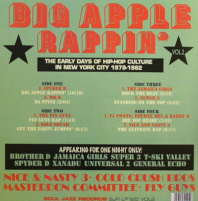Image of Back Cover of 2xLP - VG/G+ - VARIOUS, Big Apple Rappin' Vol. 2 (Soul Jazz Records; SJR LP125 VOL2 , UK 2006, 2 Inners), Light marks from card inners.,  - 3516398C
