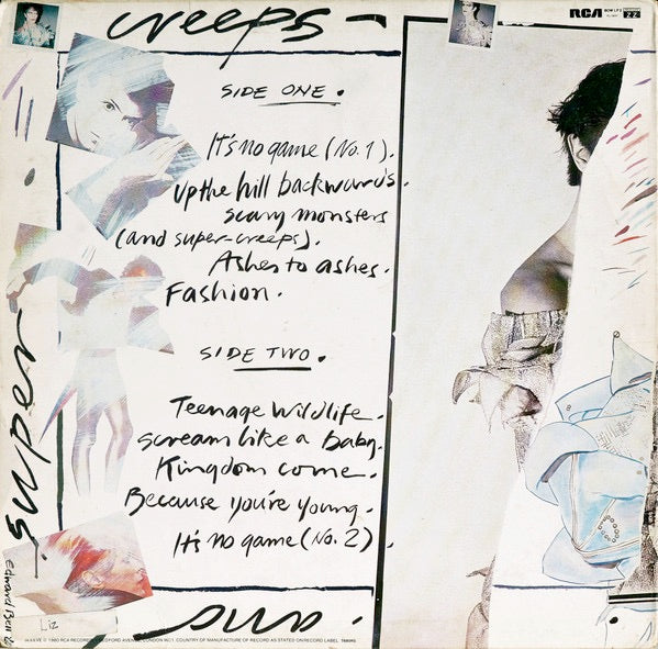 Image of Back Cover of LP - G+/G+ - DAVID BOWIE, Scary Monsters and Super Creeps (RCA Black; BOW LP 2, UK 1980, Insert, TOWNHOUSE Matrix), Staining to sleeve,  - 3626516E