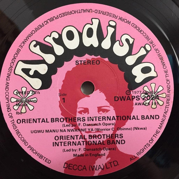 Image of Label Cover of LP - VG/VG - ORIENTAL BROTHERS INTERNATIONAL BAND, Oriental Brothers International Band (Decca; DWAPS 2024, Nigeria 1977), Strong VG, superficial mark on vinyl,  - 3846156S