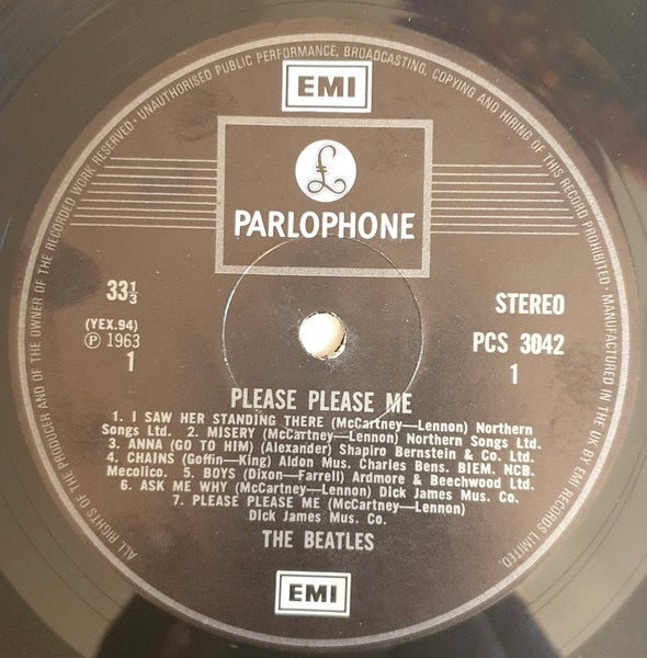 Image of Label Cover of LP - VG/VG - THE BEATLES, Please Please Me (Parlophone Silver/Black 2 Boxed EMI Logos; PCS3042, UK 1980 Reissue, Non Flipback Sleeve, All Rights Rim), ,  - 3026113E