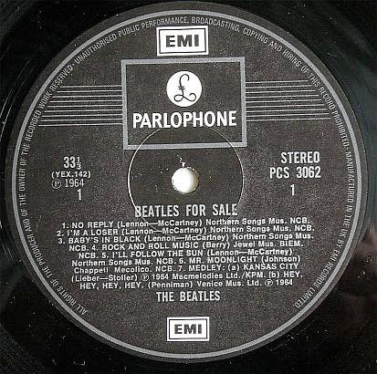 Image of Label Cover of LP - VG+/VG - THE BEATLES, Beatles For Sale (Parlophone Silver/Black - 2 EMI Boxes, All Rights at Start of Label Rim; PCS3062, UK 1980 Reissue, Inside Loading Gatefold Sleeve), ,  - 3926104E