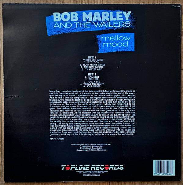 Image of Back Cover of LP - VG/VG - BOB MARLEY AND THE WAILERS, Mellow Mood (Topline Records; TOP 104, UK 1984), Light wear on sleeve,  - 4126476E