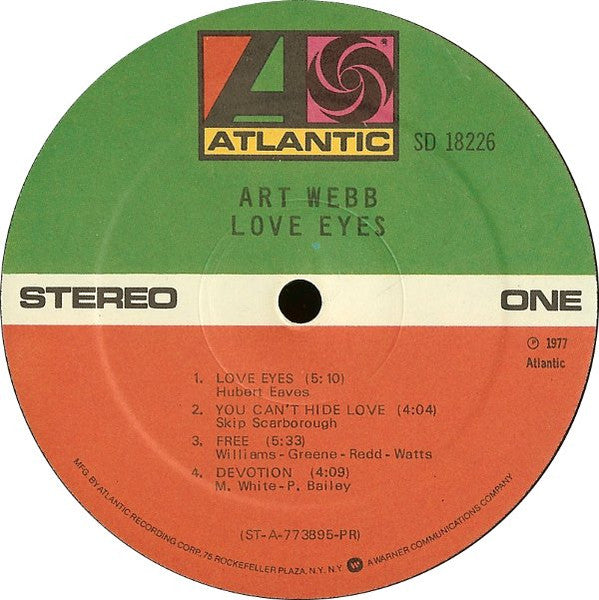 Image of Label Cover of LP - G+/G - ART WEBB, Love Eyes (Atlantic; SD 18226, US 1977, Pasteback Sleeve, Company Inner), ,  - 3946287S