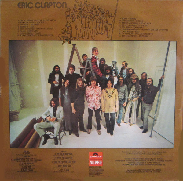 Image of Back Cover of LP - VG+/VG - ERIC CLAPTON, Eric Clapton (Polydor; 2383021, UK 1970, Laminated Sleeve), ,  - 0826341E