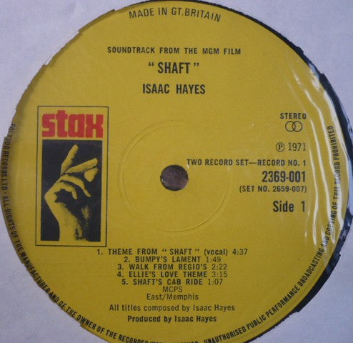 Image of Label Cover of 2xLP - G/VG - ISAAC HAYES, Shaft - OST (Stax; 2659-007, UK 1971, Gatefold, Phonodisc press), Tear on bottom left of sleeve (through gatefold). Ringwear on sleeve.,  - 2226071E
