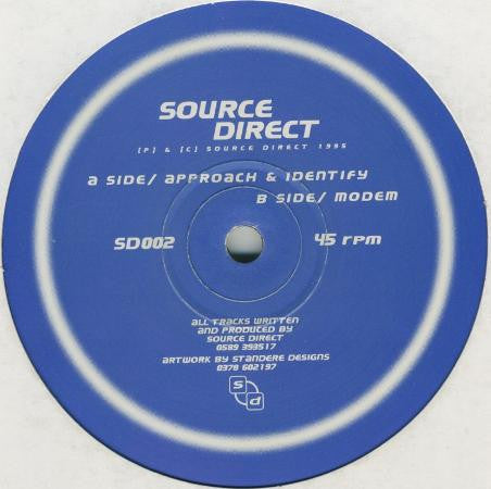 Image of Front Cover of 12" - /VG - SOURCE DIRECT, Approach & Identify / Modem (Source Direct; SD002, UK 1995), ,  - 3226034E