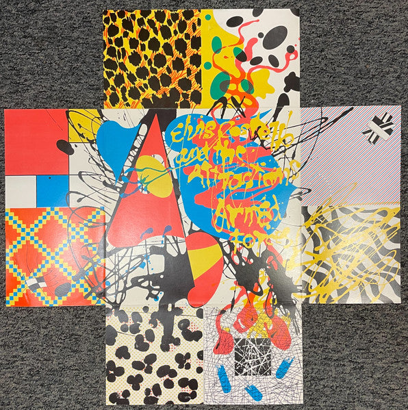 Image of Back Cover of LP - VG/VG+ - ELVIS COSTELLO AND THE ATTRACTIONS, Armed Forces (Radar Records; RAD 14, UK 1979, Fold-Out Sleeve, Inner, With 4 Cards, With 7"), Edge and Ring Wear,  - 1646255S