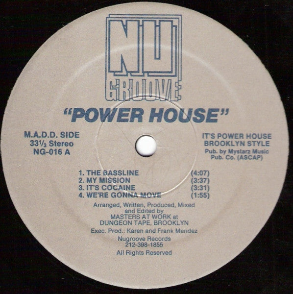 Image of Front Cover of 4845040S: LP - MASTERS AT WORK, Power House (Nu Groove; NG-016, US 1989)   /VG+