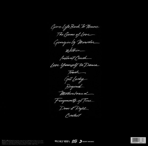 Image of Back Cover of 2xLP - VG+/VG - DAFT PUNK, Random Access Memories (Sony; 88883716861, UK 2013, Gatefold, Booklet, 180 Gram Vinyl. Chab. Matrix), one or two faint scuffs otherwise in great shape! gatefold sleeve with inserts,  - 2846059S