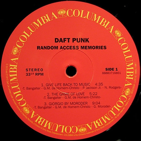 Image of Label Cover of 2xLP - VG+/VG - DAFT PUNK, Random Access Memories (Sony; 88883716861, UK 2013, Gatefold, Booklet, 180 Gram Vinyl. Chab. Matrix), one or two faint scuffs otherwise in great shape! gatefold sleeve with inserts,  - 2846059S