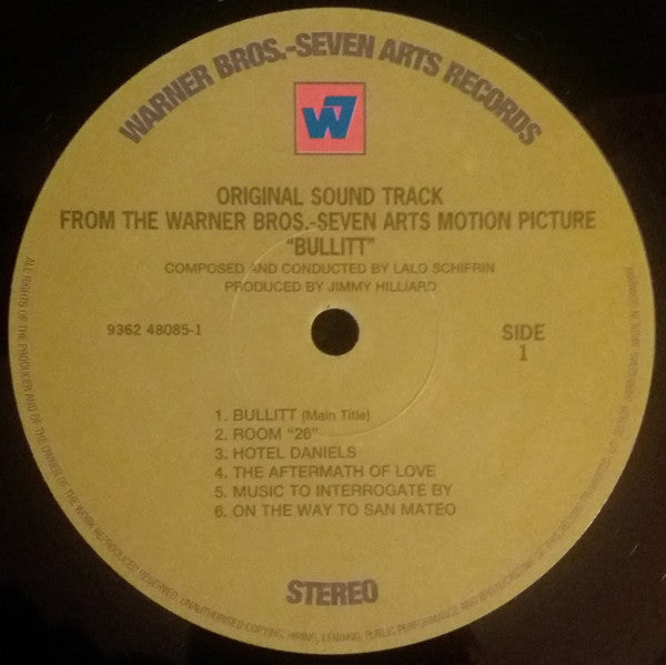 Image of Label Cover of LP - VG+/VG+ - LALO SCHIFRIN, Bullitt - OST (Warner Bros.; 9362 48085-1, UK 2001 Reissue), Strong VG+,  - 4425163E