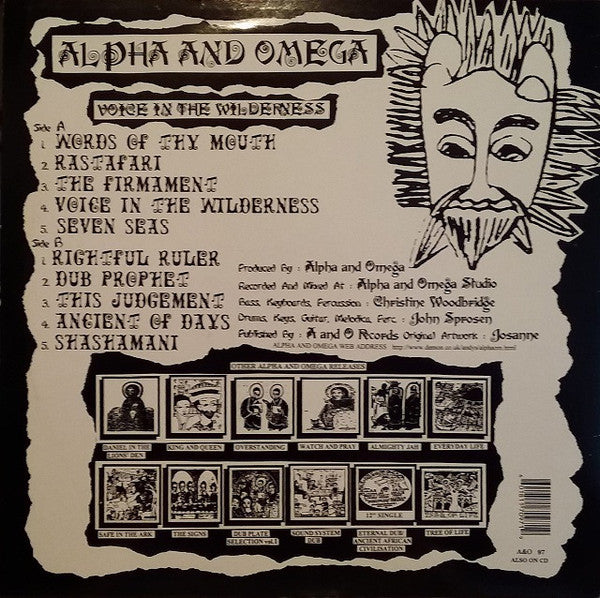 Image of Back Cover of LP - VG/G+ - ALPHA & OMEGA, Voice In The Wilderness (Alpha & Omega; A&O 097, UK 1996), Lots of light marks nap; a couple of deeper marks causes a few ticks on two tracks. Creases on sleeve.,  - 2616375C