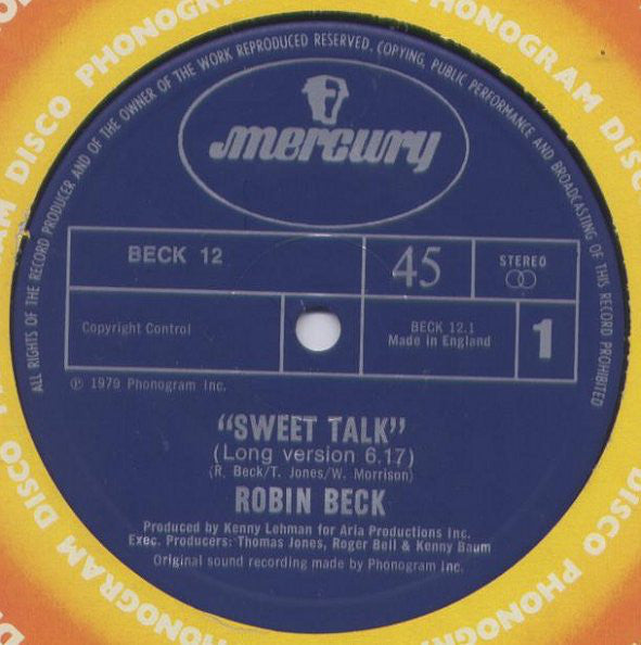 Image of Front Cover of 12" - VG/VG - ROBIN BECK, Sweet Talk (Long Version) // Shake It Through The Night (Mercury; BECK 12, UK 1979, Company Sleeve), ,  - 2446197S