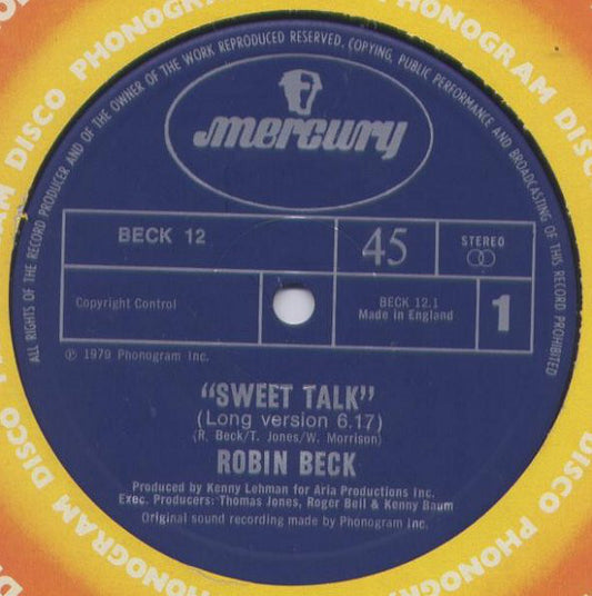 Image of Front Cover of 12" - VG/VG+ - ROBIN BECK, Sweet Talk (Long Version) // Shake It Through The Night (Mercury; BECK 12, UK 1979, Company Sleeve), ,  - 1826138E