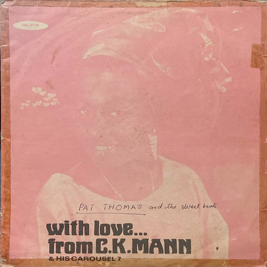 Image of Front Cover of 1014222C: LP - C.K. MANN & HIS CAROUSEL 7, With Love... From C.K. Mann & His Carousel 7 (Essiebons; EBL 6126, Ghana 1975) Front sleeve and label have old stickers on them. Some wear, scuffs, stains too  G+/VG