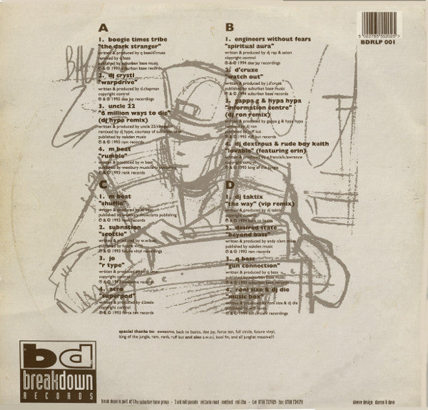 Image of Back Cover of 2xLP - VG+/G+ - VARIOUS, Drum & Bass Selection 1 (Breakdown; BDRLP 001, UK 1994, Picture Sleeve), ,  - 3946341S
