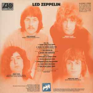 Image of Back Cover of LP - NEW/NEW - LED ZEPPELIN, Led Zeppelin (Warner Bros; 8122-79664-1, UK 2020 Reissue, 180 Gram Vinyl), , Led Zeppelin's classic 1969 debut album pumped up blues classics like Otis Rush's 'I Can't Quit You Baby' and Howlin' Wolf's 'How Many More Times' and introduced the world to their manic and exaggerated blues-rock. Original album on 180 g vinyl, newly remastered in a single sleeve replicating the original album. - 3015086C