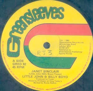 Image of Front Cover of 12" - G+/G+ - LITTLE JOHN & BILLY BOYO / THE ROOTS RADICS, Janet Sinclair / Agony Column Dub (Greensleeves Records; GRED 92, UK 1982, Company Sleeve), Writing on label. Signs of wear/hairlines. Plays fine.,  - 4026089E