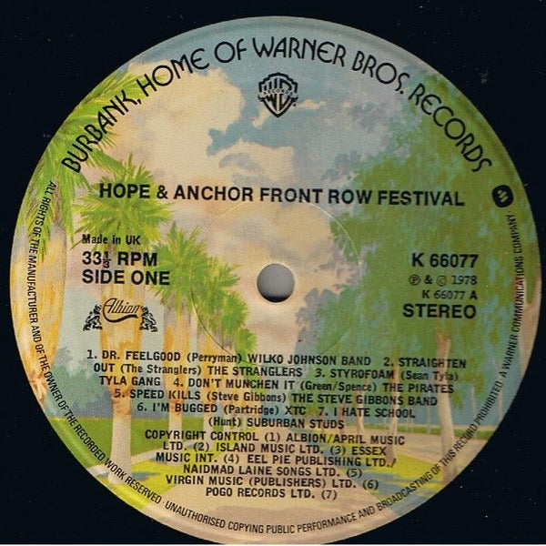 Image of Label Cover of 3014297C: 2xLP - VARIOUS, Hope & Anchor Front Row Festival (Warner Bros. Records; K 66077, UK 1978, Gatefold, Insert, Albion Logo Labels)   VG/VG+