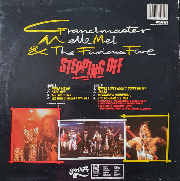 Image of Back Cover of LP - VG+/EX - GRANDMASTER MELLE MEL & THE FURIOUS FIVE, Stepping Off (SugarHill; SHLP5555, UK 1985), Light ringwear on sleeve.,  - 2826131E