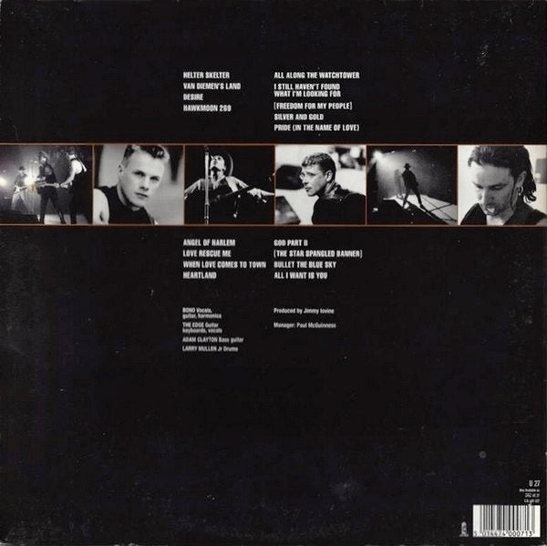 Image of Back Cover of 2xLP - VG/G+ - U2, Rattle And Hum (Island Records; U27, UK 1988, Gatefold, 2 Inners), Hairlines across both discs.,  - 3746214S