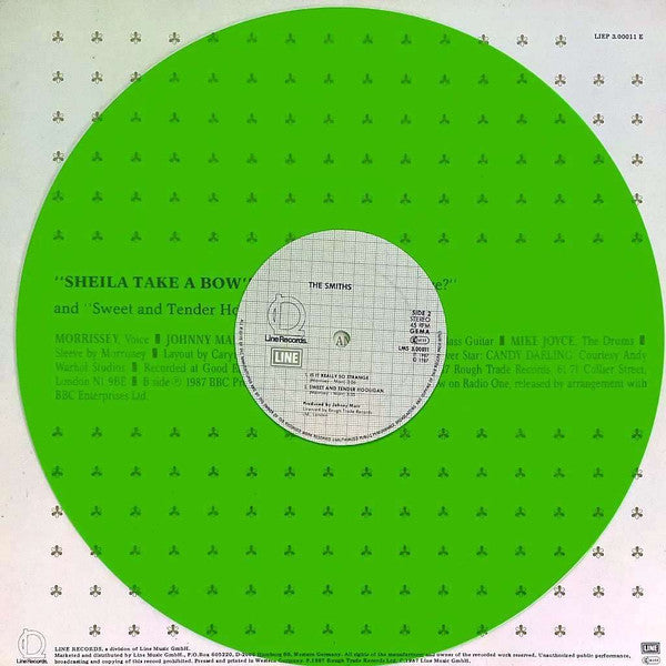 Image of Label Cover of 12" - VG+/VG+ - THE SMITHS, Sheila Take a Bow (Line; LIEP3.00011E, Germany 1987, Picture Sleeve, Green Vinyl), ,  - 3446324S