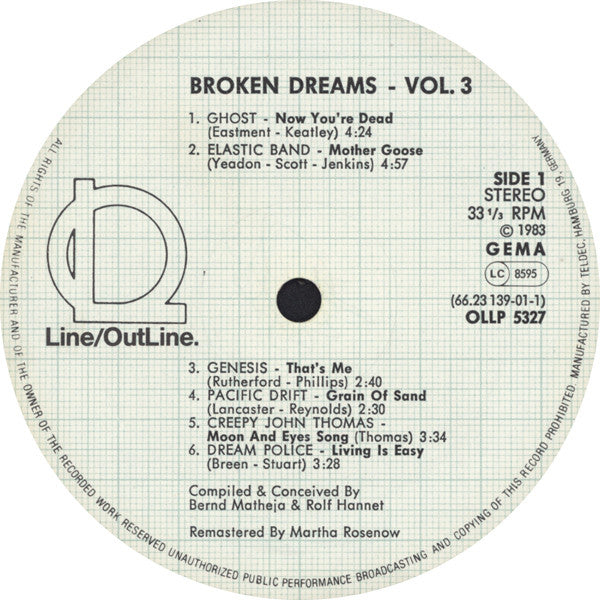 Image of Label Cover of LP - VG/EX - VARIOUS, Broken Dreams: Hopes And Glories Of British Rock 1963 - 1969 Vol 3 (Line Records; OLLP5327, Germany 1983, Company Inner), Split Seam,  - 3026123E
