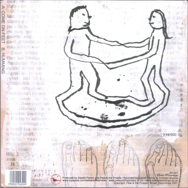 Image of Back Cover of 7" - EX/M - PETE AND THE PIRATES, Come on Feet (Stolen Recordings; SR007, UK 2007, Picture Sleeve, Limited Edition of 500), SEALED With Bespoke Black Tape, Limited Edition No 78/500,  - 5125105E