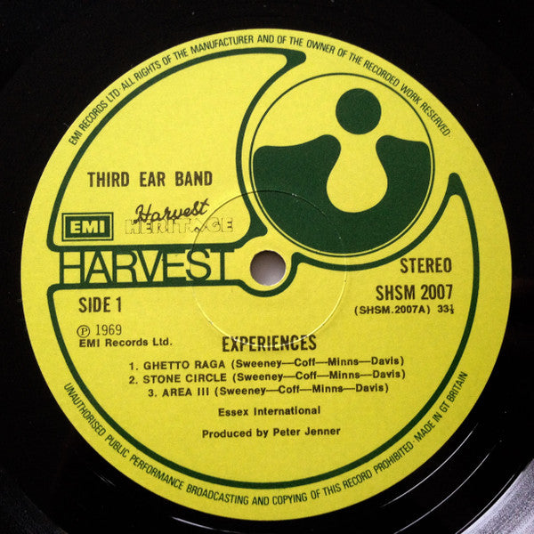 Image of Label Cover of LP - VG/VG+ - THIRD EAR BAND, Experiences (Harvest; SHSM2007, UK 1976), Ring Wear,  - 3525357E