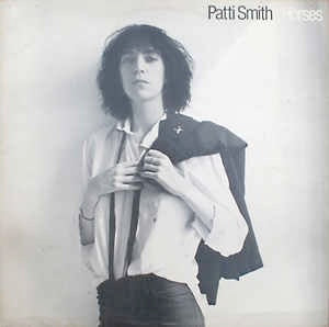 Image of Front Cover of 4444212S: LP - PATTI SMITH, Horses (Arista Blue with White Logo; ARTY 122, UK 1975) Intact sleeve with light wear and marks. Disc is strong G+, nothing deep but many superficials marks.  VG/G+