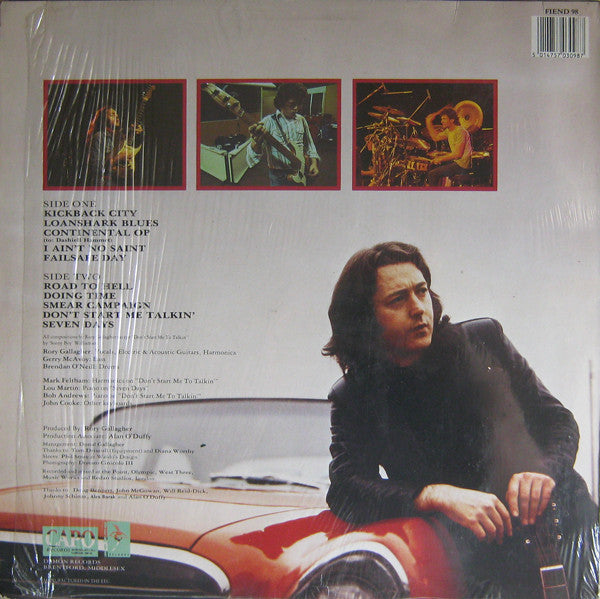 Image of Back Cover of LP - VG/VG - RORY GALLAGHER, Defender (Demon; XFIEND98, UK 1987, Inner, Includes 7''), ,  - 2226346E
