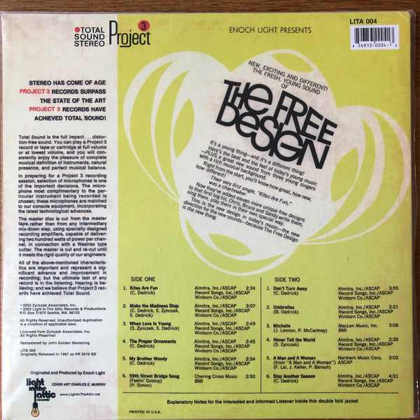 Image of Back Cover of 4324195E: LP - FREE DESIGN, Kites Are Fun (Light In The Attic; LITA 004, US 2003 Reissue, Gatefold) Strong VG+ Throughout  VG+/VG+