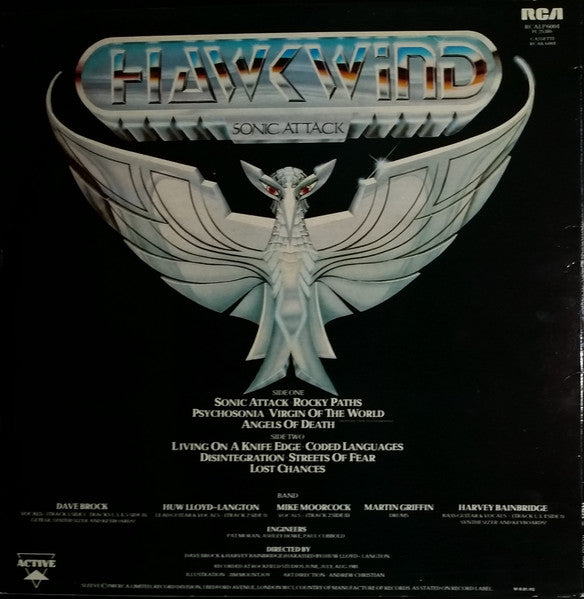 Image of Back Cover of 2614193C: LP - HAWKWIND, Sonic Attack (RCA; 6004, UK 1981, Insert) Clean vinyl and lyric sheet, sleeve has minor wear.  VG/VG+