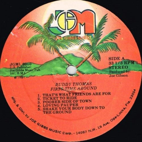 Image of Label Cover of LP - VG/VG - RUDDY THOMAS, First Time Around (Joe Gibbs Music; JGML 6010, US 1981), ,  - 2926008E