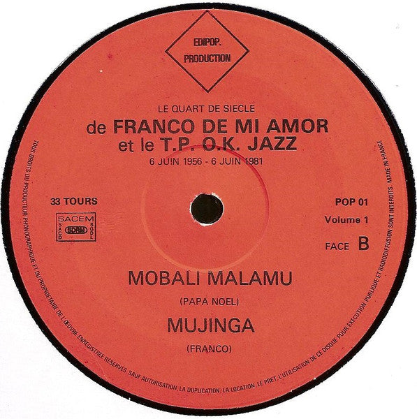 Image of Label Cover of LP - VG/VG - FRANCO DE MI AMOR ET LE T.P. O.K. JAZZ, Keba Na Matraque (Vol.1) - Respect (Edipop; POP 01, France 1981), Light marks and a very slight warp, plays well with light surface crackle,  - 2826281E