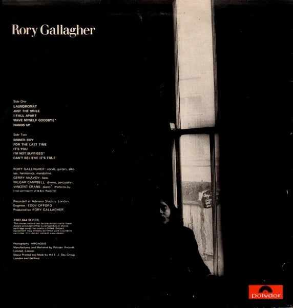 Image of Back Cover of LP - VG/VG - RORY GALLAGHER, Rory Gallagher (Polydor; 2383044, UK 1971), Strong VG - light marks, edge wear,  - 4246344S