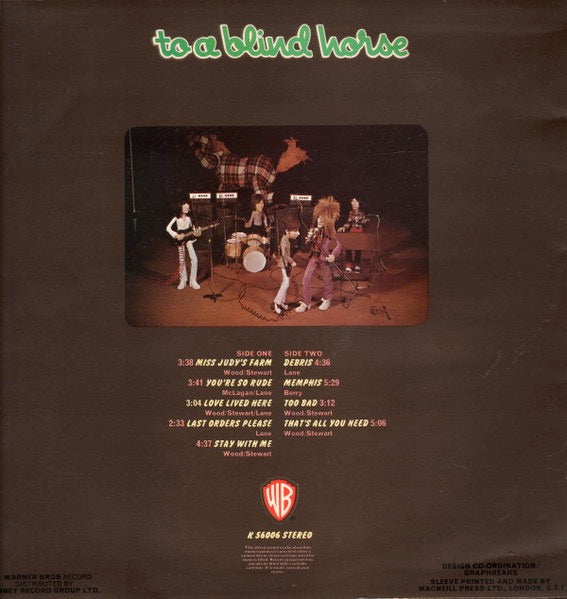 Image of Back Cover of LP - VG/VG - FACES, A Nod's As Good As A Wink (WB Green; K 56006, UK 1971, No Poster, Smaller Photos On Front And Back Sleeves), Edge Wear,  - 3146081S