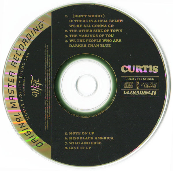 Image of Label of 1014009C: CD - CURTIS MAYFIELD, Curtis (Mobile Fidelty Sound Lab; UDCD781, US 2010 Reissue, Gatefold Card Sleeve, Inner, Numbered) Limited Edition No 001685. Case has a few very minor scuffs. Disc in very nice shape with no visable marks  VG+/VG+