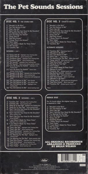 Image of Back Cover of 4xCD - VG+/VG+ - THE BEACH BOYS, The Pet Sounds Sessions (Capitol; 72438376622, UK 1997, Box Set, 2 Booklets), ,  - 3136183E