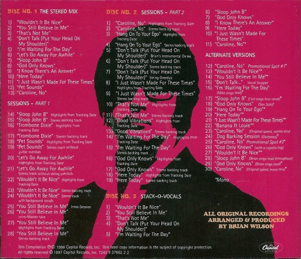 Image of Label Cover of 4xCD - VG+/VG+ - THE BEACH BOYS, The Pet Sounds Sessions (Capitol; 72438376622, UK 1997, Box Set, 2 Booklets), ,  - 3136183E