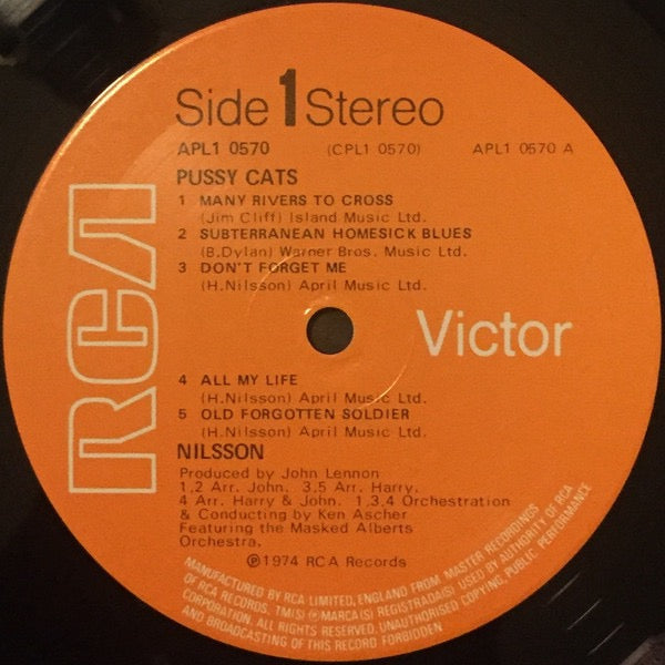 Image of Label Cover of LP - VG/VG+ - HARRY NILSSON, Pussy Cats (RCA; CLP1-0570, UK 1974, Double Gatefold), ,  - 3616288C
